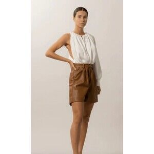 Nonchalant Label Women's Shae Short Vegan Leather Shorts Brown XS NWT 275